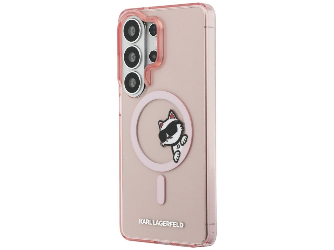 Capa Karl Lagerfeld IML Peekaboo Choupette MagSafe para Samsung Galaxy S26 Ultra - Rosa