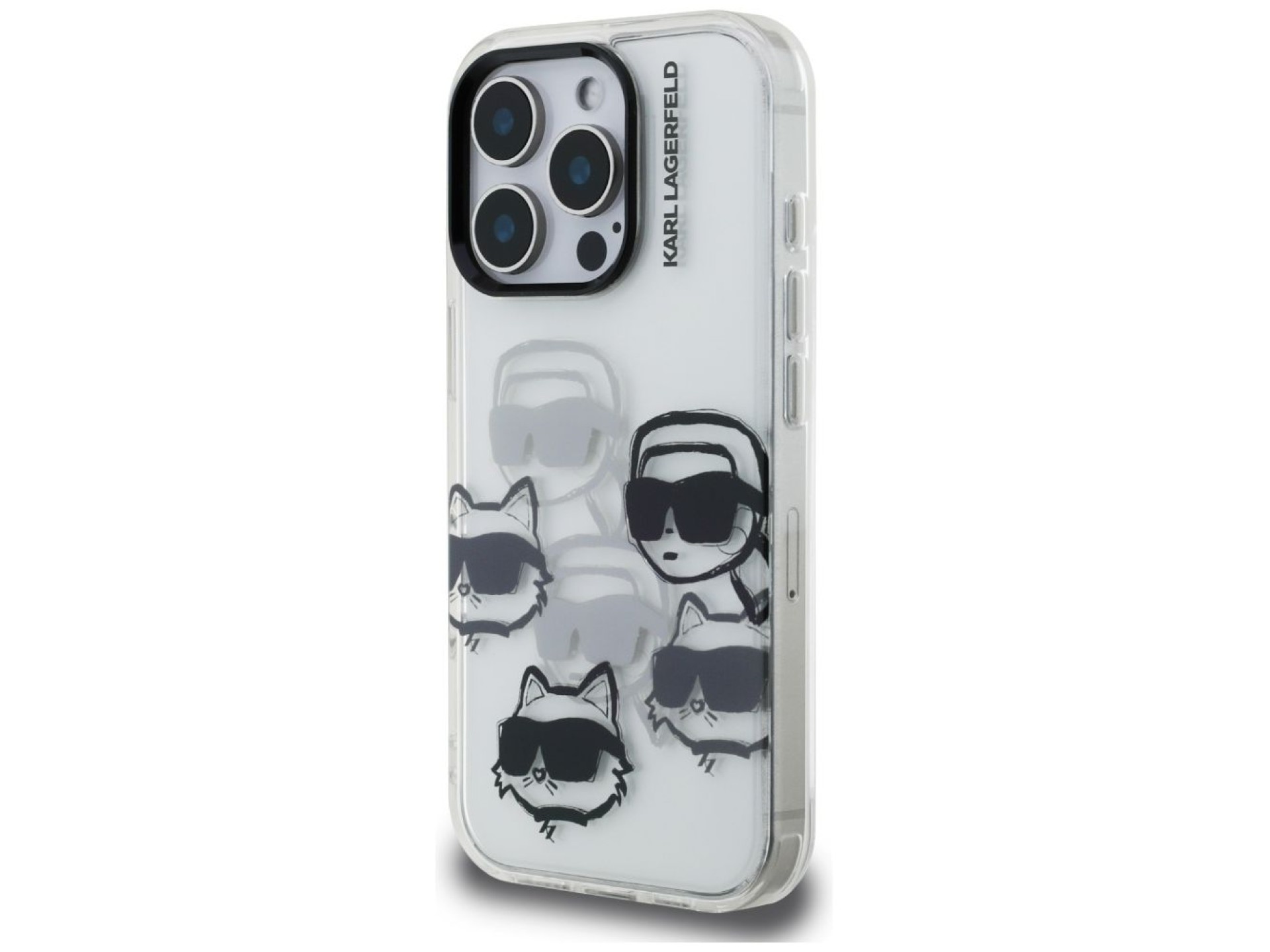 Karl Lagerfeld IML Multi K&C Head Pattern Case for iPhone 16 Pro - Clear