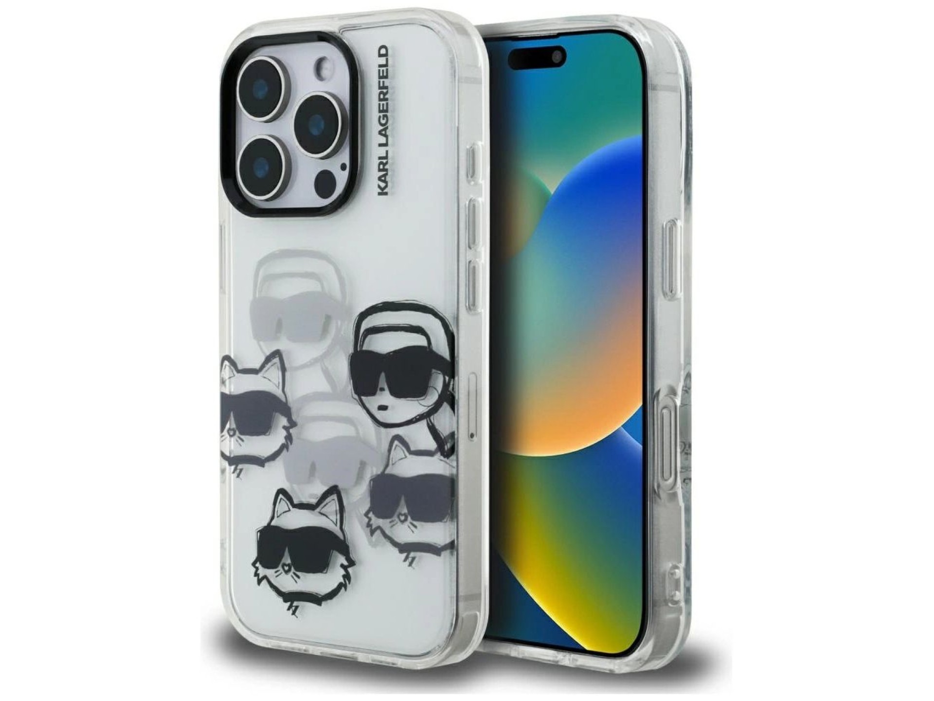 Karl Lagerfeld IML Multi K&C Head Pattern Case for iPhone 16 Pro - Clear