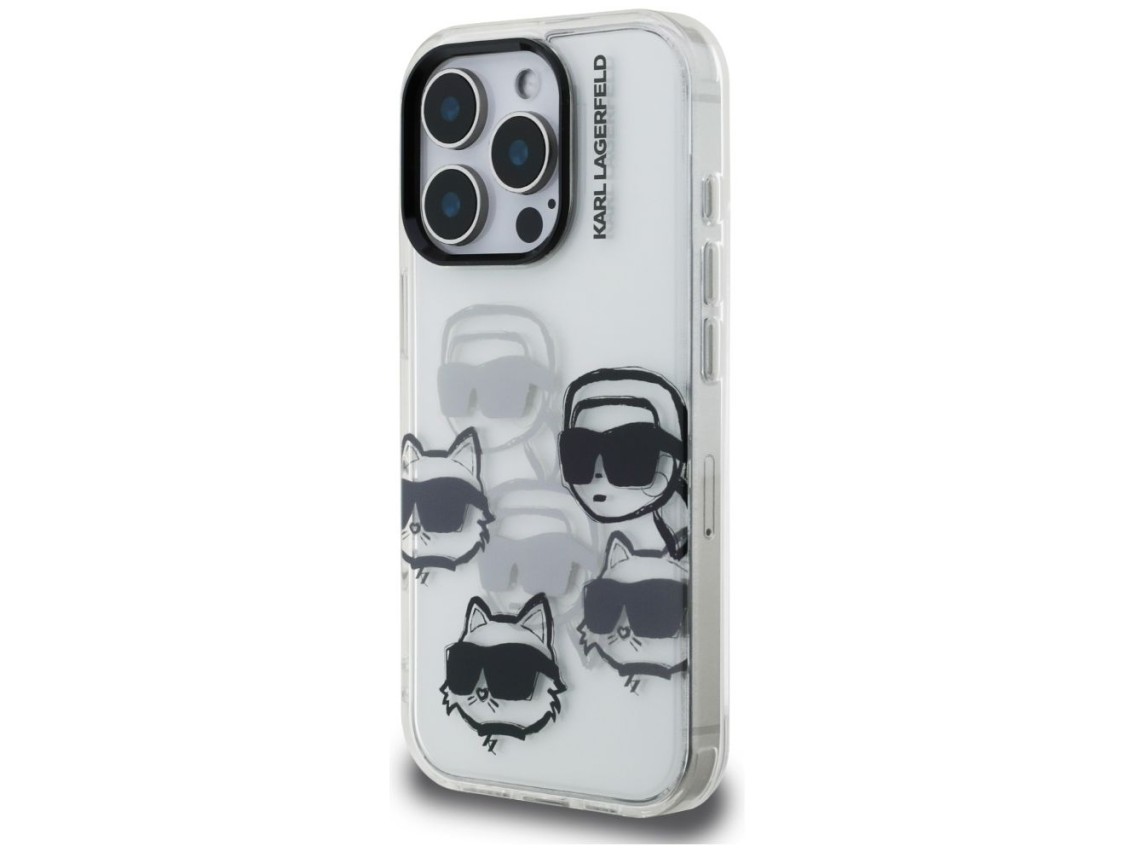Karl Lagerfeld IML Multi K&C Head Pattern Case for iPhone 16 Pro - Clear