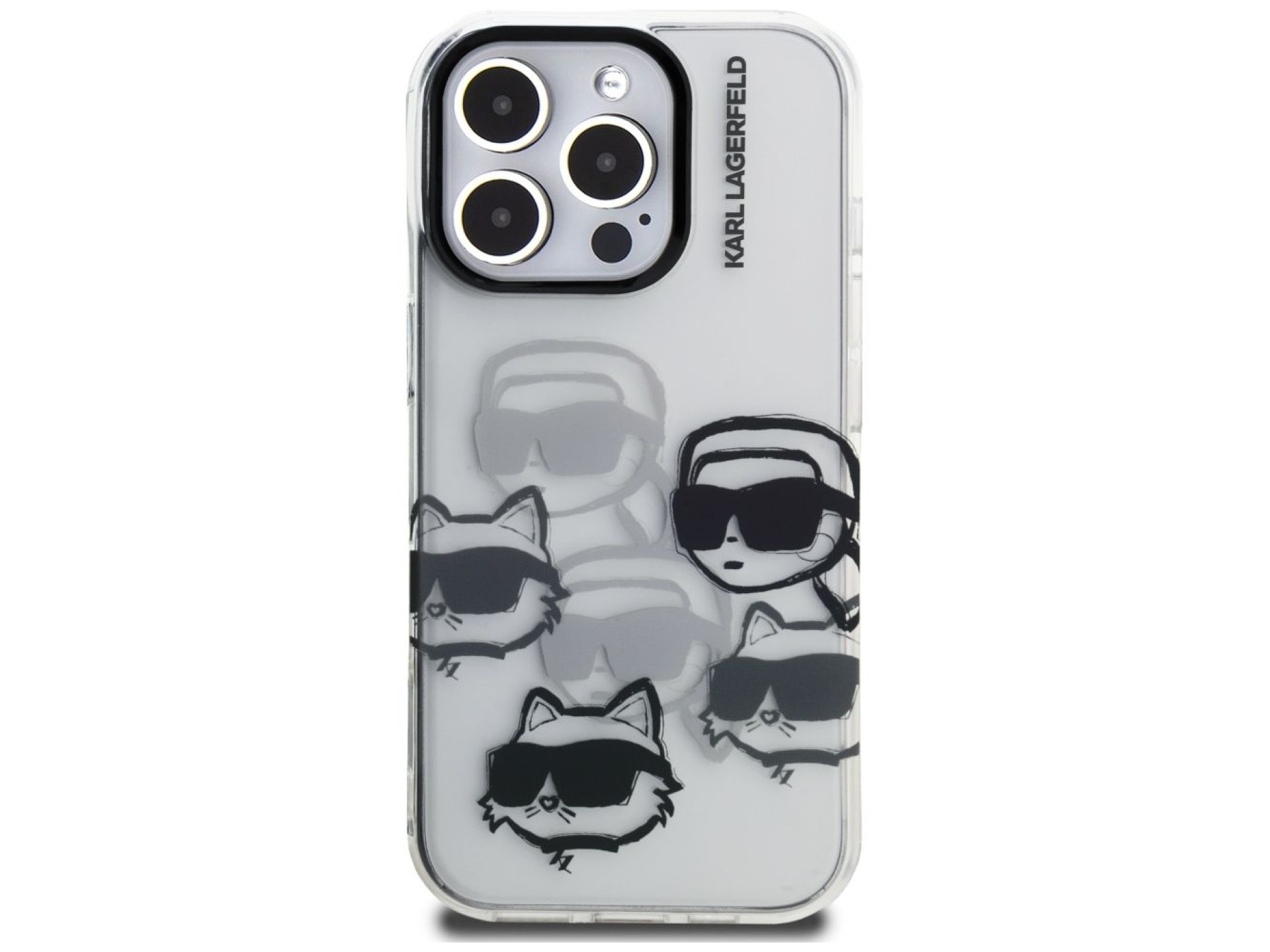 Karl Lagerfeld IML Multi K&C Head Pattern Case for iPhone 16 Pro - Clear