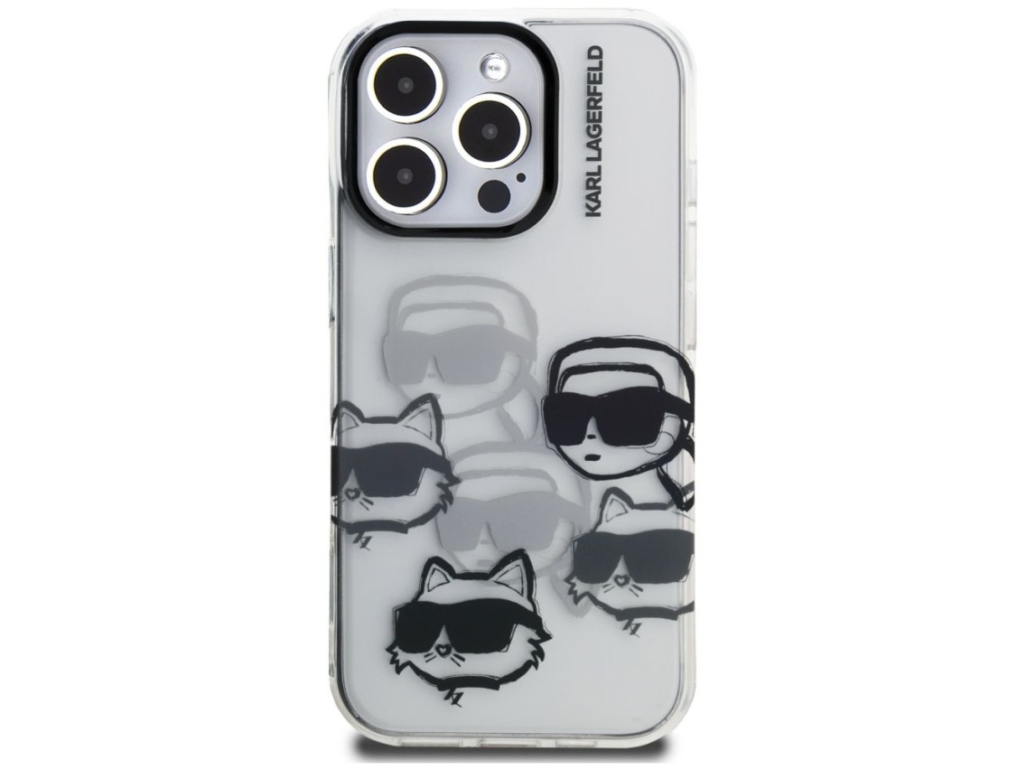 Karl Lagerfeld IML Multi K&C Head Pattern Case for iPhone 16 Pro - Clear