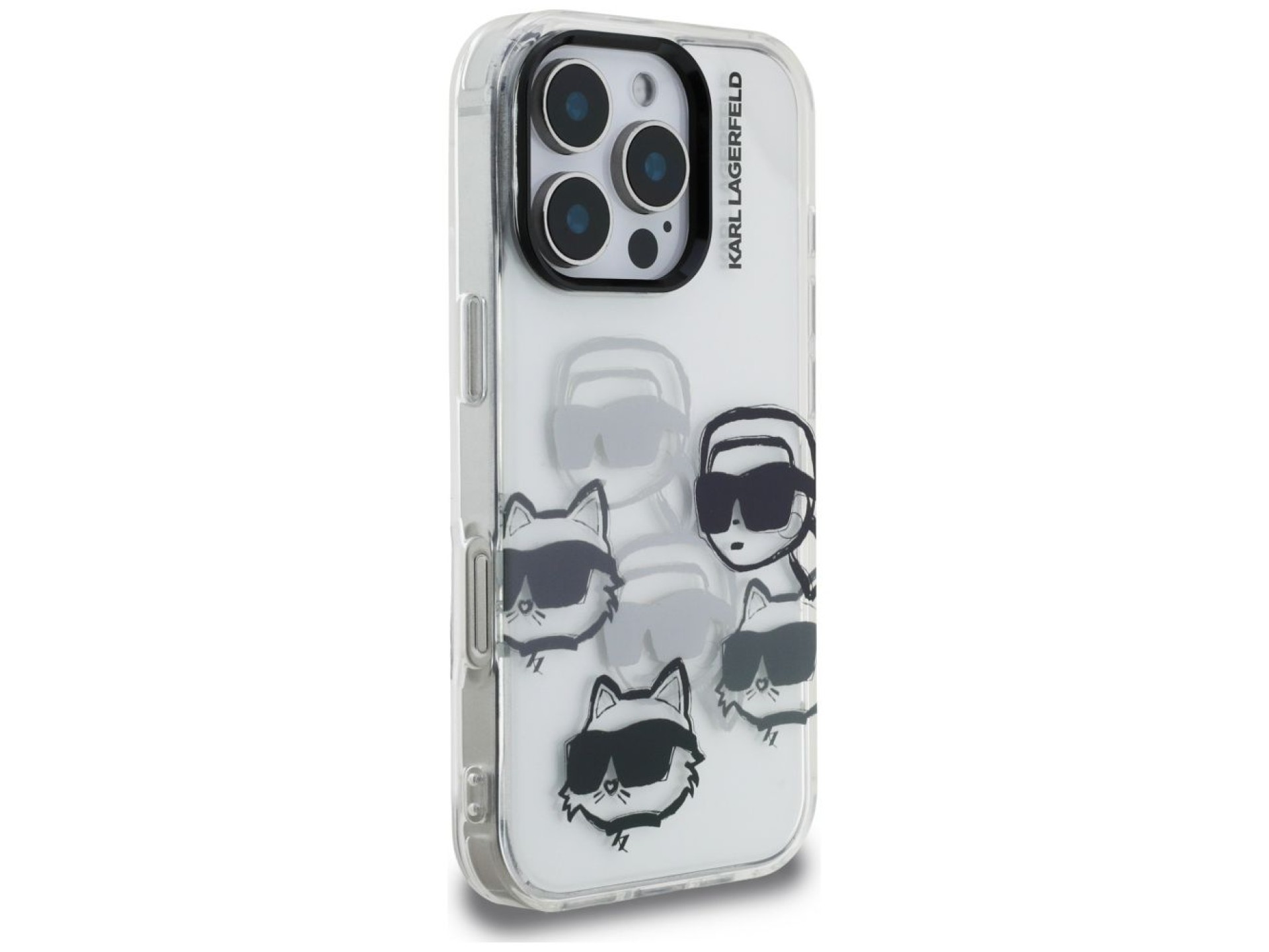 Karl Lagerfeld IML Multi K&C Head Pattern Case for iPhone 16 Pro - Clear