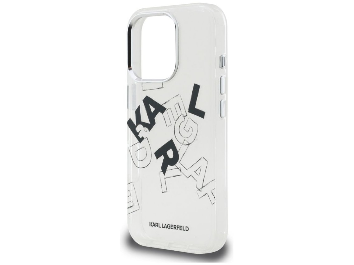 Capa transparente com desenho gr�fico de Karl Lagerfeld IML para iPhone 16 Pro