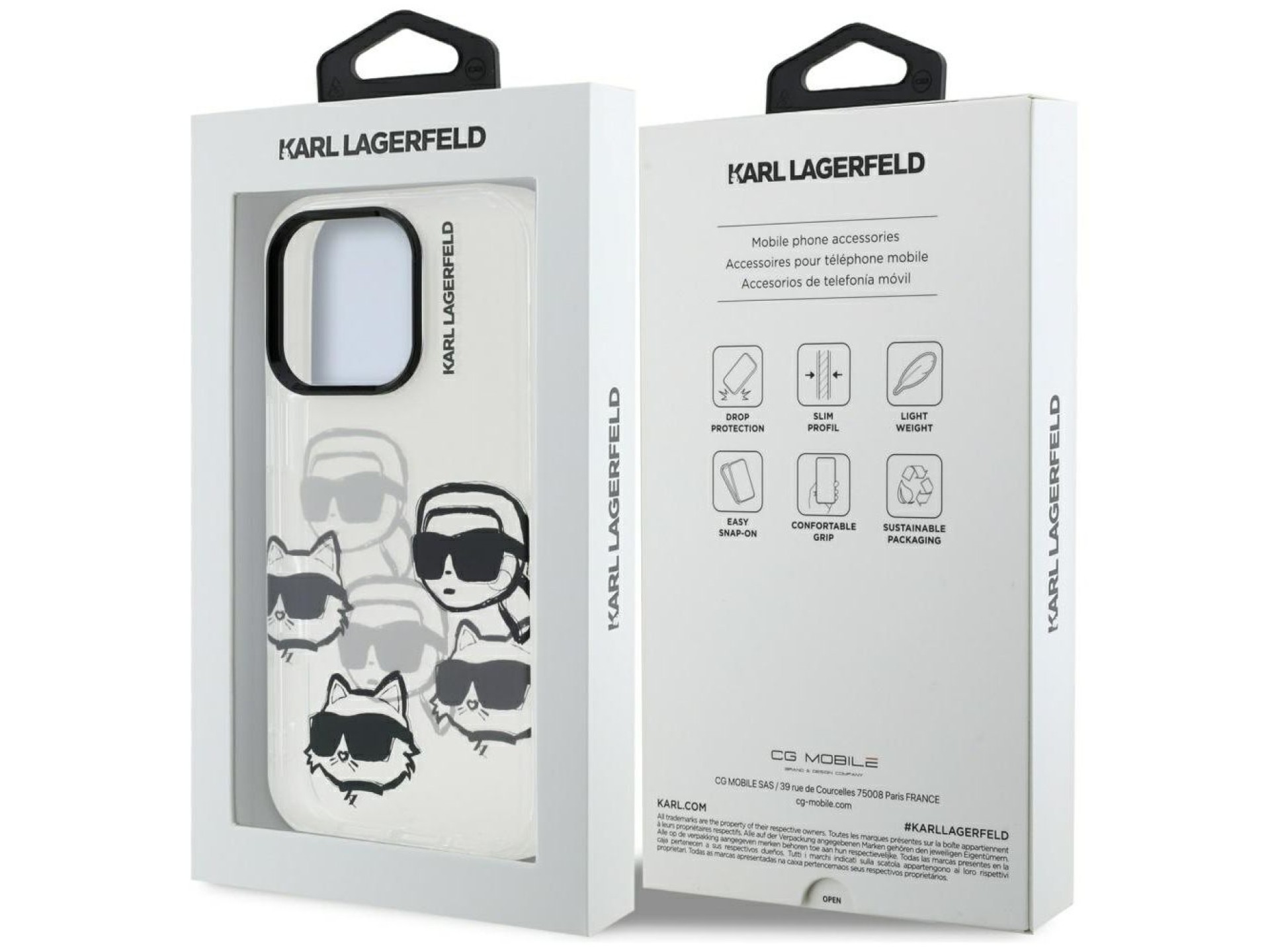 Karl Lagerfeld IML Multi K&C Head Pattern Case for iPhone 16 Pro - Clear