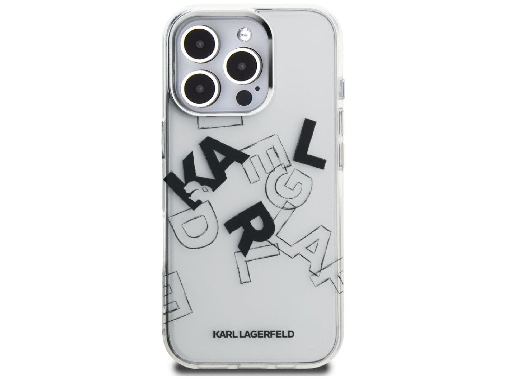 Capa transparente com desenho gráfico de Karl Lagerfeld IML para iPhone 16 Pro