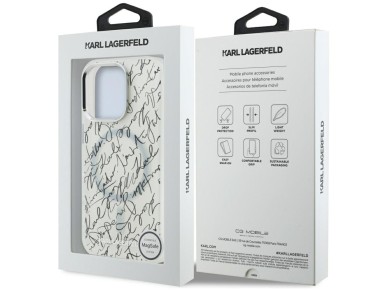 Capa MagSafe Karl Lagerfeld IML com estampa Karl Script para iPhone 16 Pro - Branca Capa MagSafe Karl Lagerfeld IML com estampa Karl Script para iPhone 16 Pro - Branca