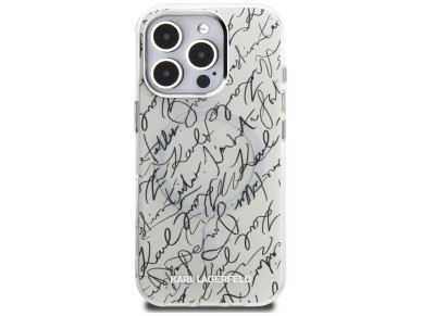 Capa MagSafe Karl Lagerfeld IML com estampa Karl Script para iPhone 16 Pro - Branca Capa MagSafe Karl Lagerfeld IML com estampa Karl Script para iPhone 16 Pro - Branca