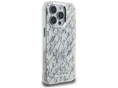 Capa MagSafe Karl Lagerfeld IML com estampa Karl Script para iPhone 16 Pro - Branca Capa MagSafe Karl Lagerfeld IML com estampa Karl Script para iPhone 16 Pro - Branca