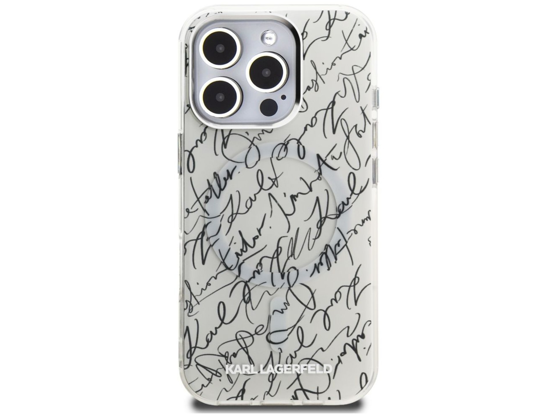 Karl Lagerfeld IML Karl Script Pattern MagSafe Case for iPhone 16 Pro Max - White