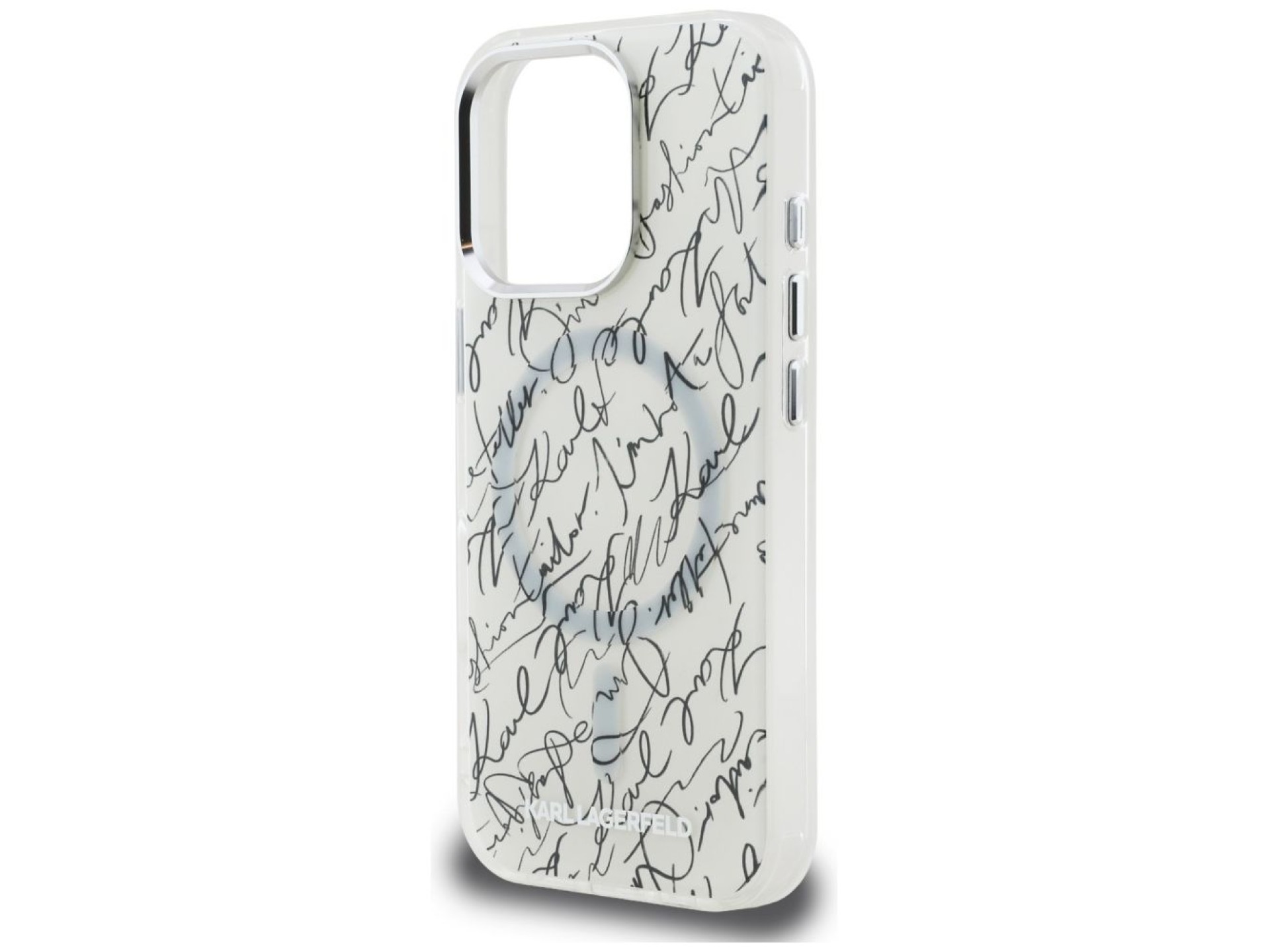 Karl Lagerfeld IML Karl Script Pattern MagSafe Case for iPhone 16 Pro Max - White