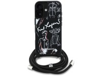 Karl Lagerfeld Crossbody Grained Pattern & Logo Case for iPhone 16 - Black Karl Lagerfeld Crossbody Grained Pattern & Logo Case for iPhone 16 - Black