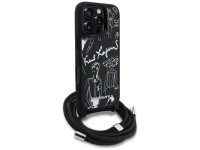 Capa transversal Karl Lagerfeld com textura granulada e logotipo para iPhone 16 Pro - Preta Capa transversal Karl Lagerfeld com textura granulada e logotipo para iPhone 16 Pro - Preta