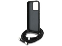 Capa transversal Karl Lagerfeld com textura granulada e logotipo para iPhone 16 Pro - Preta Capa transversal Karl Lagerfeld com textura granulada e logotipo para iPhone 16 Pro - Preta
