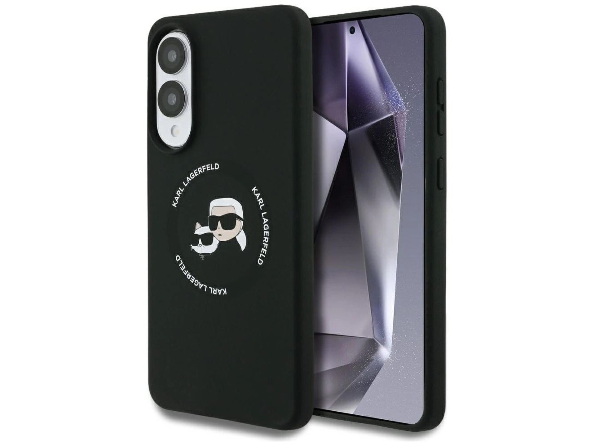 Funda de silicona Karl Lagerfeld Nuble Heads And Circle MagSafe para Samsung Galaxy S25 Edge - negra