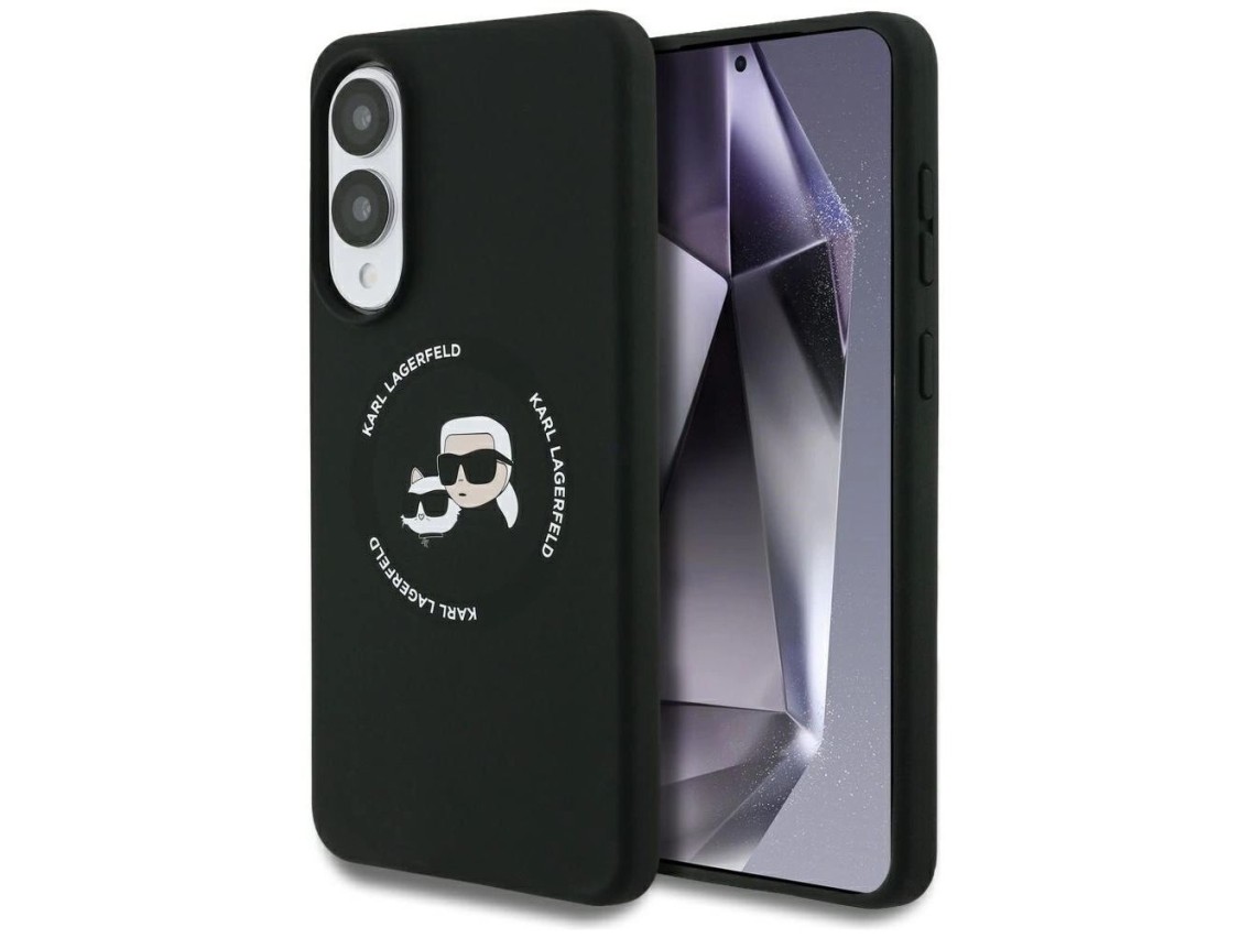 Funda de silicona Karl Lagerfeld Nuble Heads And Circle MagSafe para Samsung Galaxy S25 Edge - negra