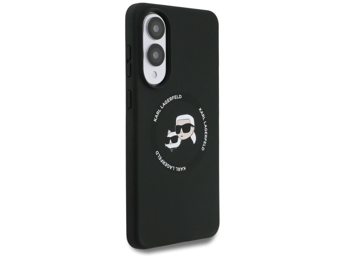 Funda de silicona Karl Lagerfeld Nuble Heads And Circle MagSafe para Samsung Galaxy S25 Edge - negra