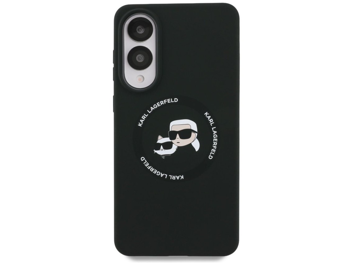 Funda de silicona Karl Lagerfeld Nuble Heads And Circle MagSafe para Samsung Galaxy S25 Edge - negra