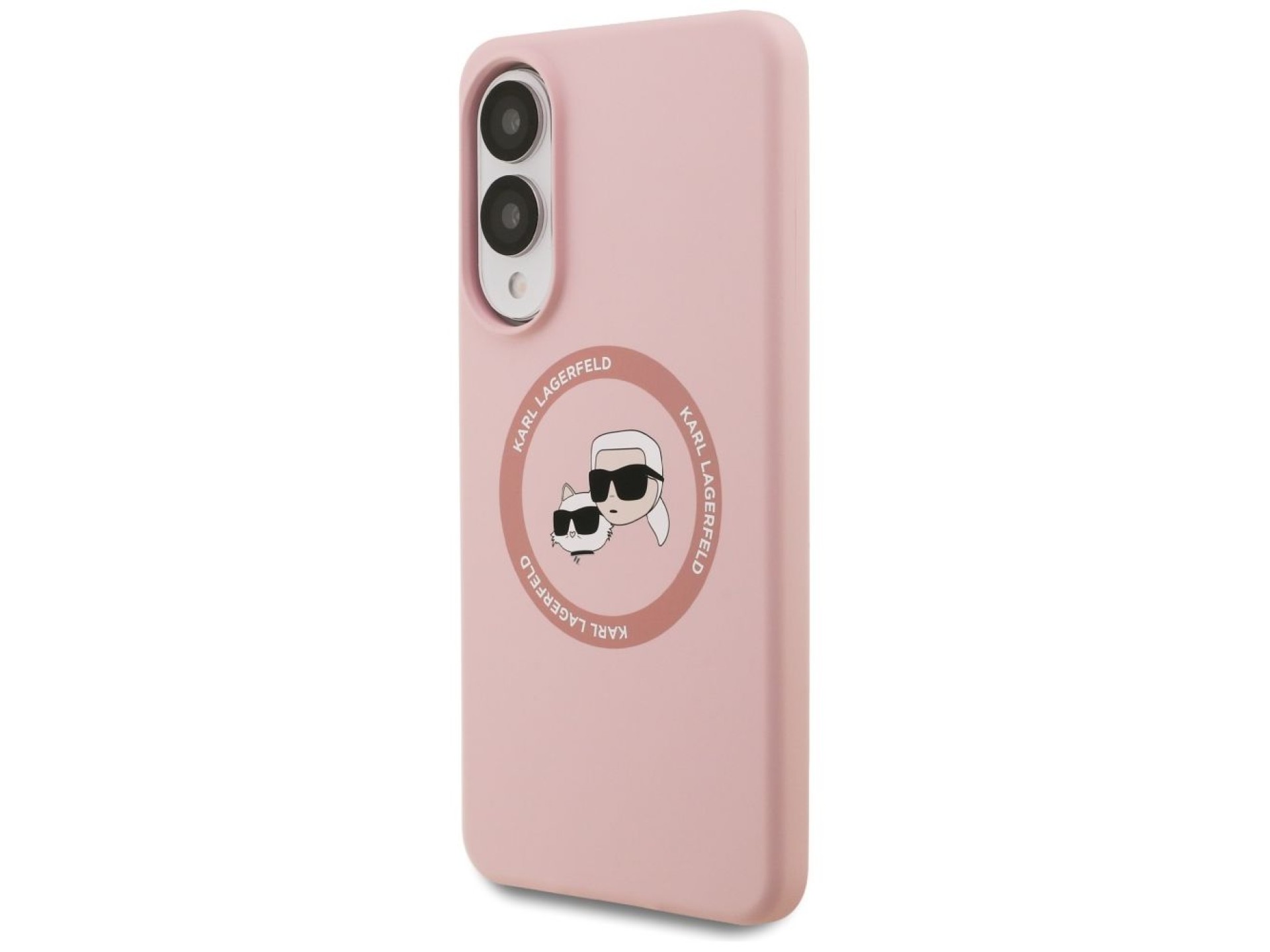Karl Lagerfeld Silicone Nauble Heads And Circle MagSafe Case for Samsung Galaxy S25 Edge - Pink