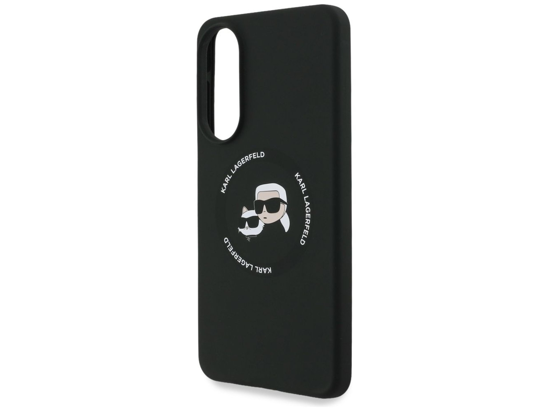 Funda de silicona Karl Lagerfeld Nuble Heads And Circle MagSafe para Samsung Galaxy S25 Edge - negra