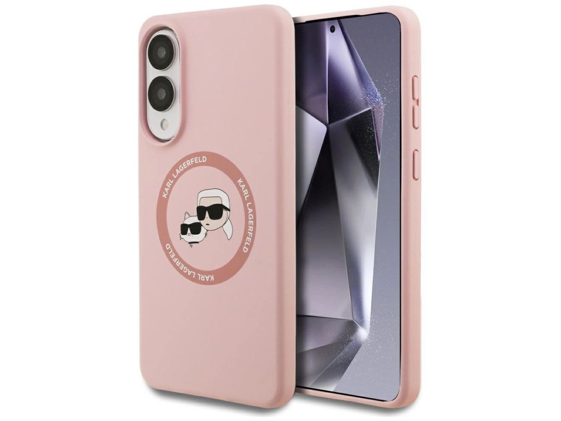 Karl Lagerfeld Silicone Nauble Heads And Circle MagSafe Case for Samsung Galaxy S25 Edge - Pink