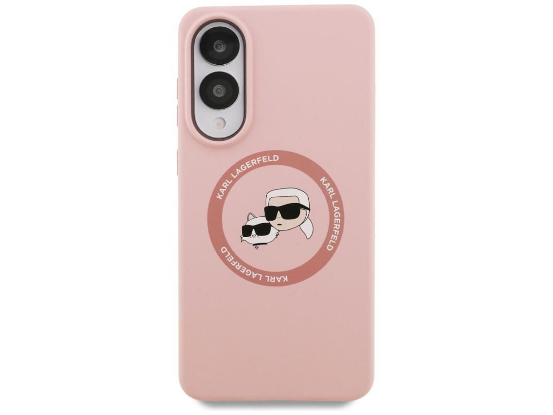 Karl Lagerfeld Silicone Nauble Heads And Circle MagSafe Case for Samsung Galaxy S25 Edge - Pink