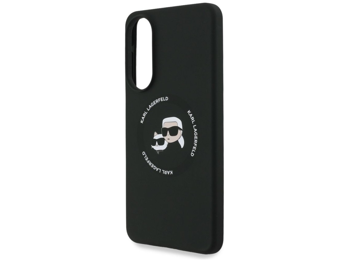 Funda de silicona Karl Lagerfeld Nuble Heads And Circle MagSafe para Samsung Galaxy S25 Edge - negra