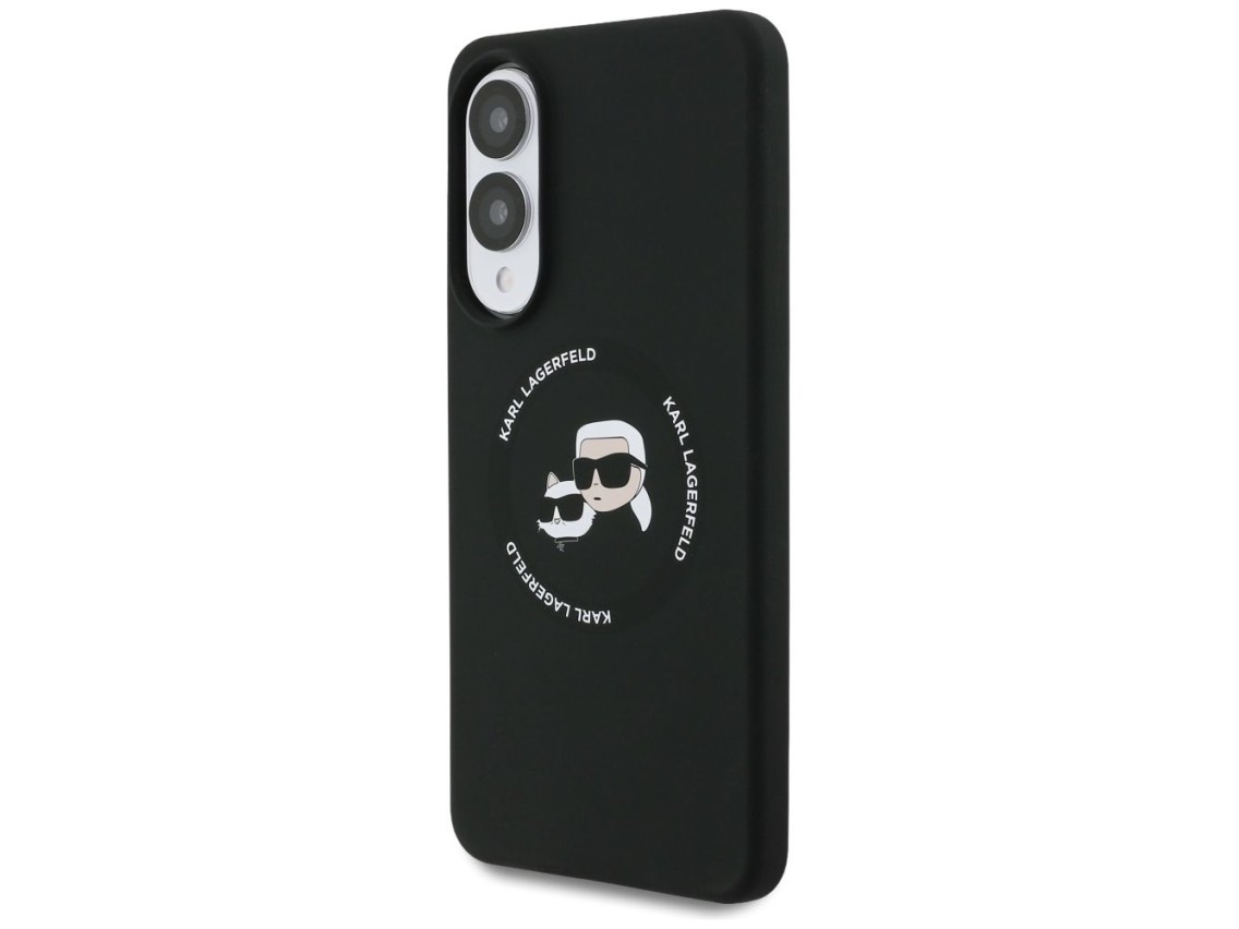 Funda de silicona Karl Lagerfeld Nuble Heads And Circle MagSafe para Samsung Galaxy S25 Edge - negra