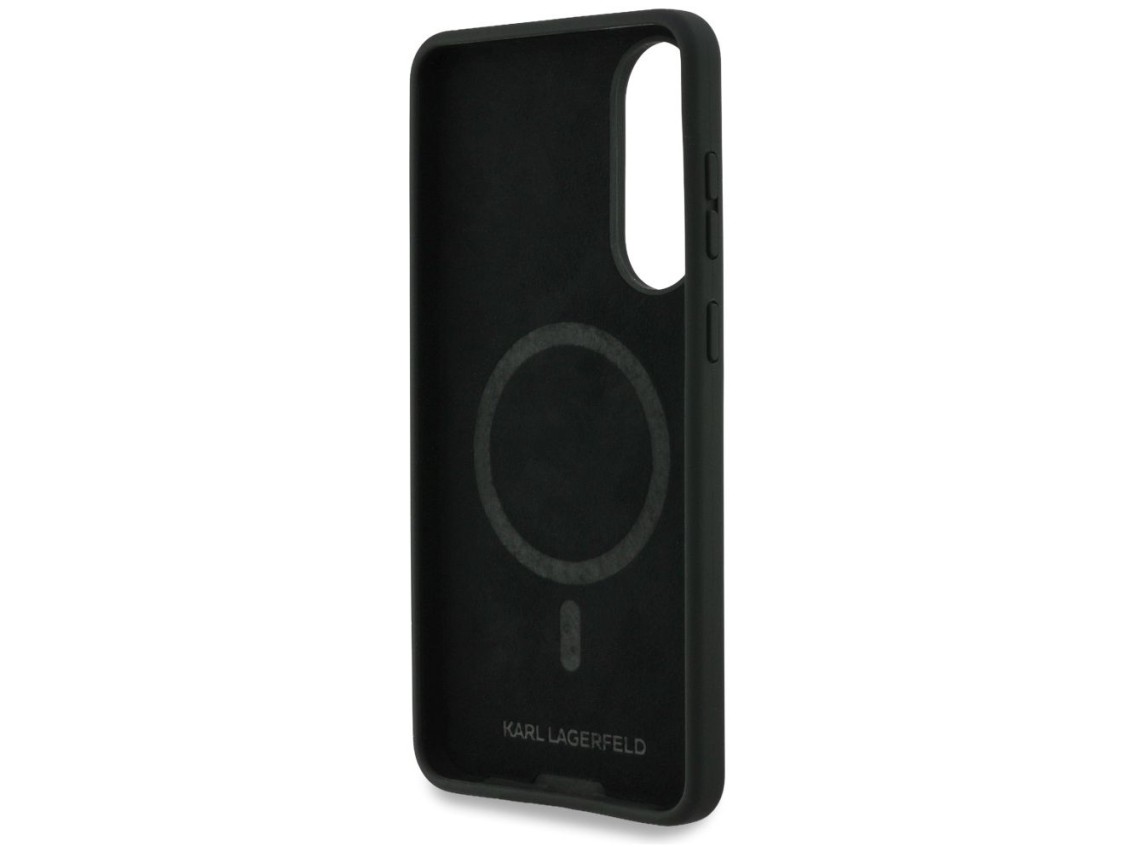 Funda de silicona Karl Lagerfeld Nuble Heads And Circle MagSafe para Samsung Galaxy S25 Edge - negra