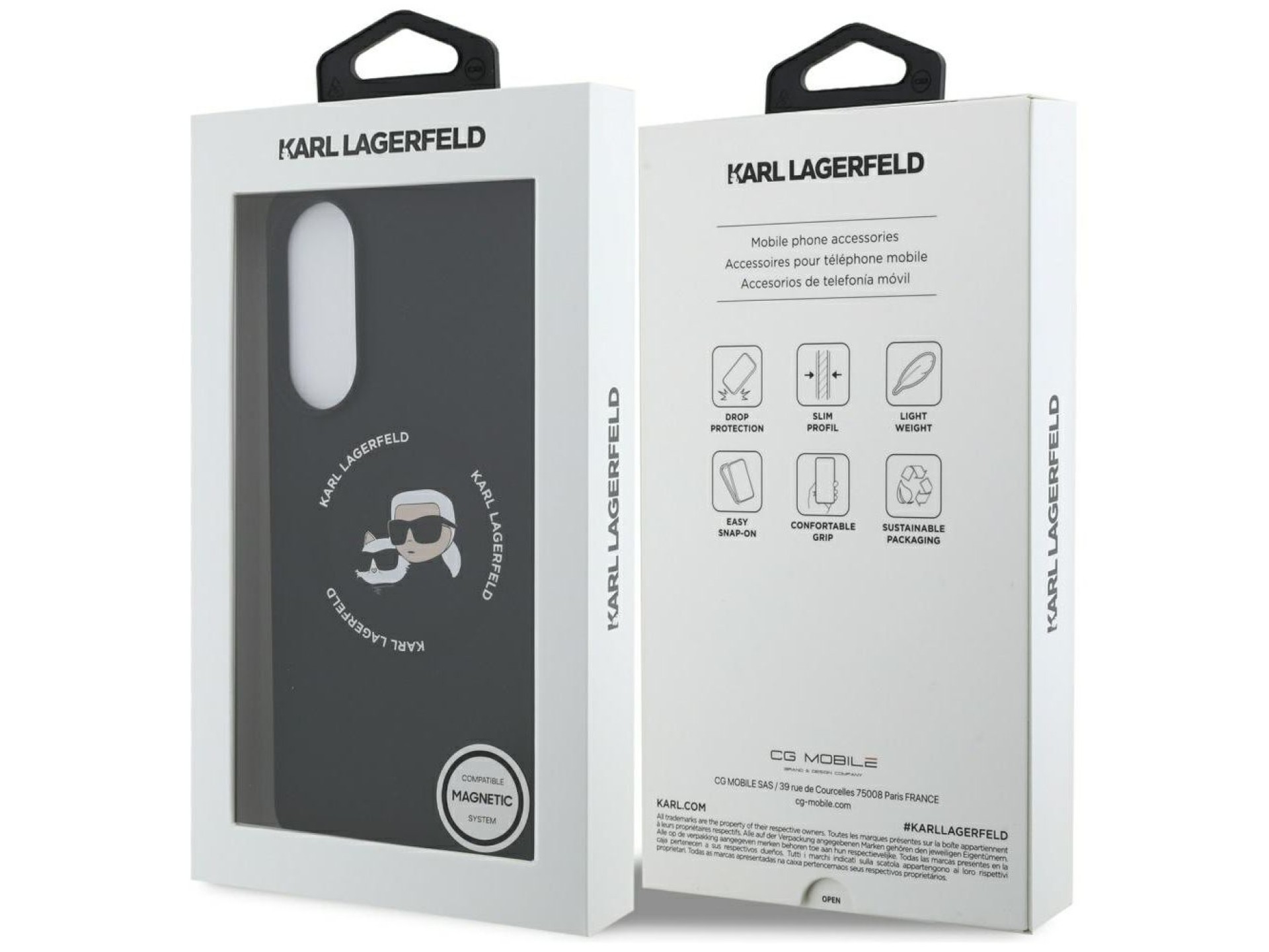 Funda de silicona Karl Lagerfeld Nuble Heads And Circle MagSafe para Samsung Galaxy S25 Edge - negra