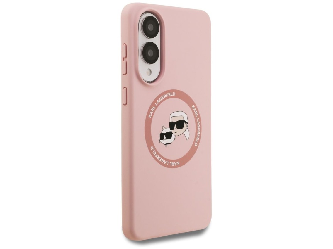 Karl Lagerfeld Silicone Nauble Heads And Circle MagSafe Case for Samsung Galaxy S25 Edge - Pink