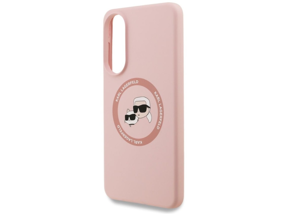 Karl Lagerfeld Silicone Nauble Heads And Circle MagSafe Case for Samsung Galaxy S25 Edge - Pink