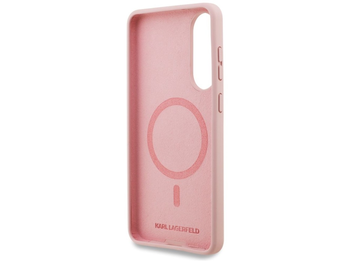 Karl Lagerfeld Silicone Nauble Heads And Circle MagSafe Case for Samsung Galaxy S25 Edge - Pink