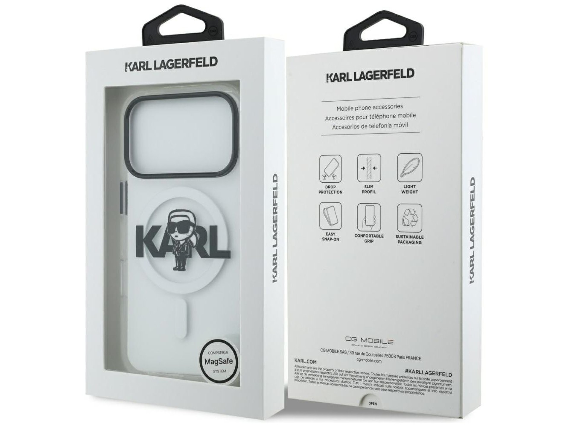 Capa MagSafe Karl Lagerfeld IML Karl Sketch Logo para iPhone 17 Pro - Transparente
