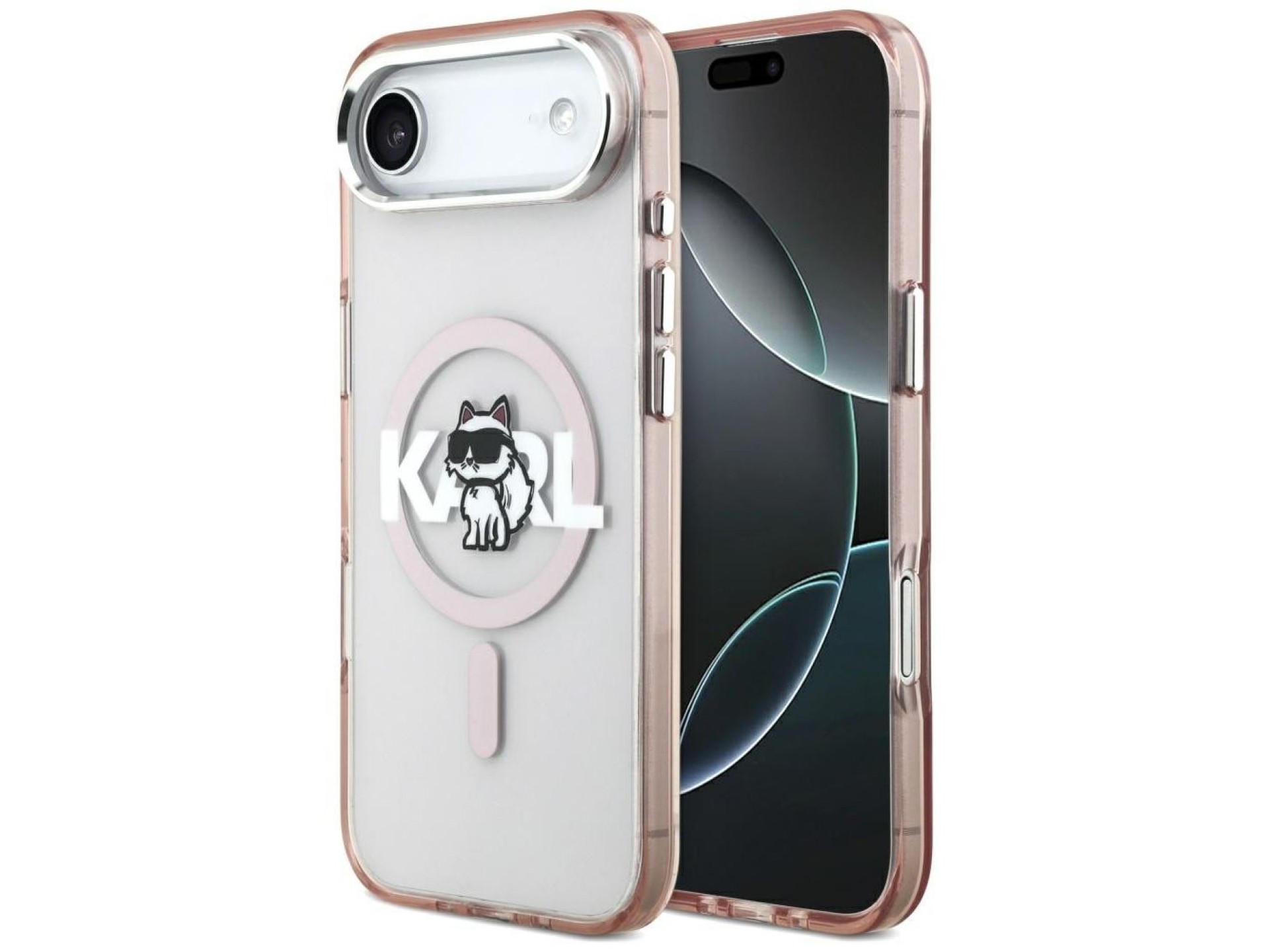 Capa MagSafe Karl Lagerfeld IML Choupette Sketch Logo para iPhone 17 Air - Rosa