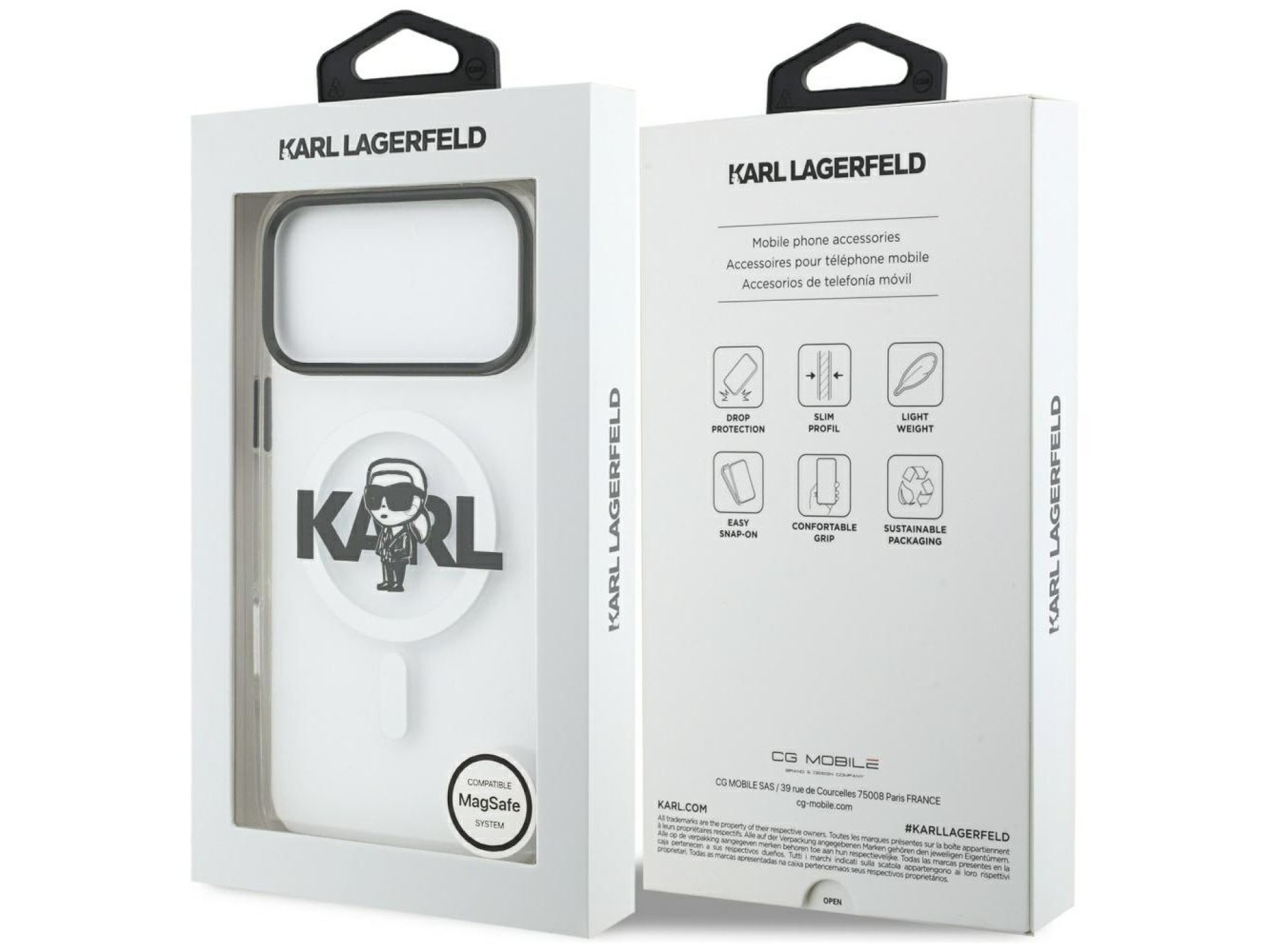 Capa MagSafe Karl Lagerfeld IML Karl Sketch Logo para iPhone 17 Pro Max - Transparente