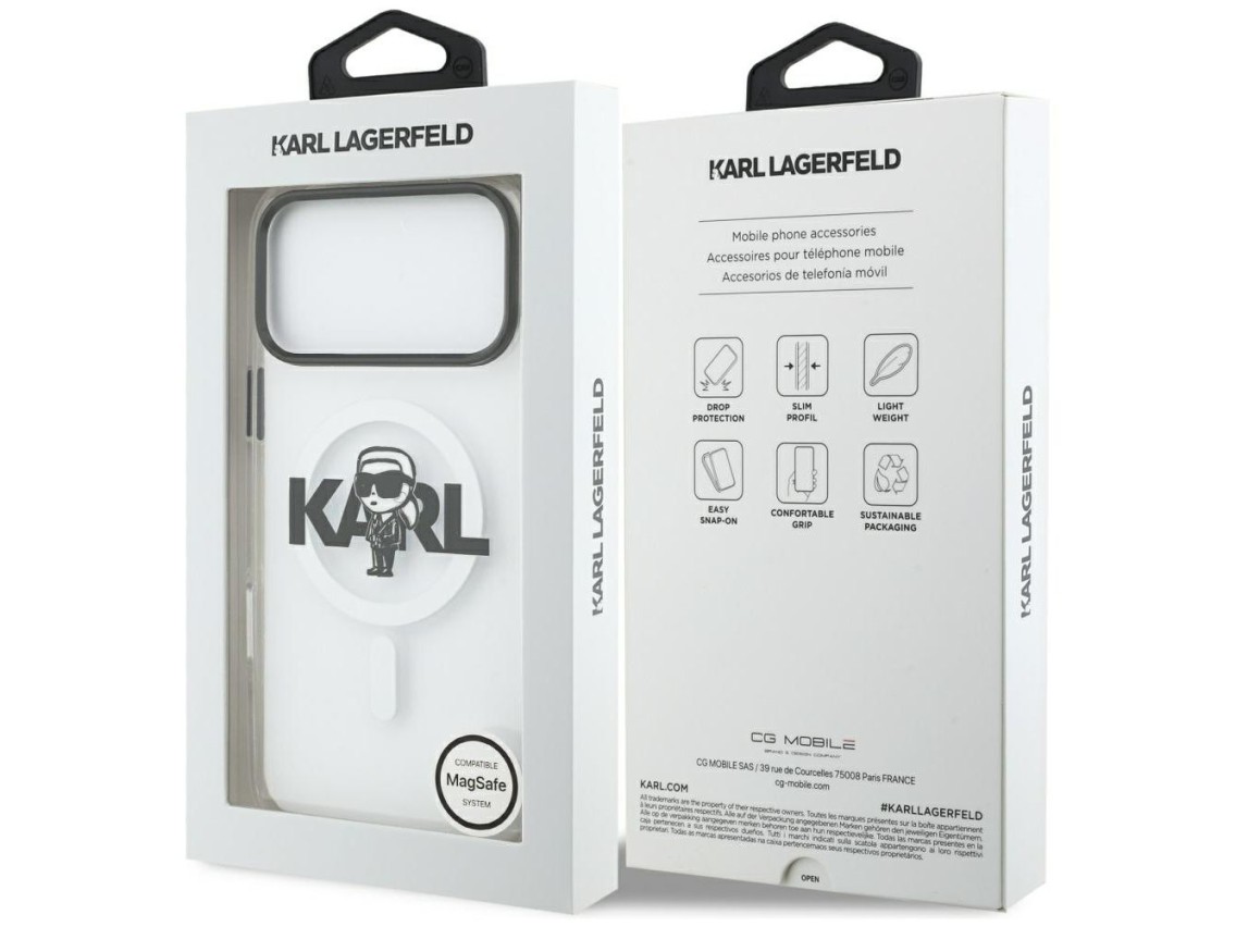 Capa MagSafe Karl Lagerfeld IML Karl Sketch Logo para iPhone 17 Pro Max - Transparente