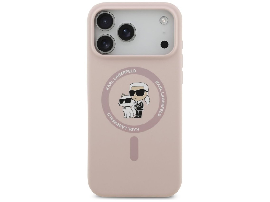 Karl Lagerfeld Silicone Karl&Choupette Ring MagSafe Case for iPhone 17 Pro Max - Pink