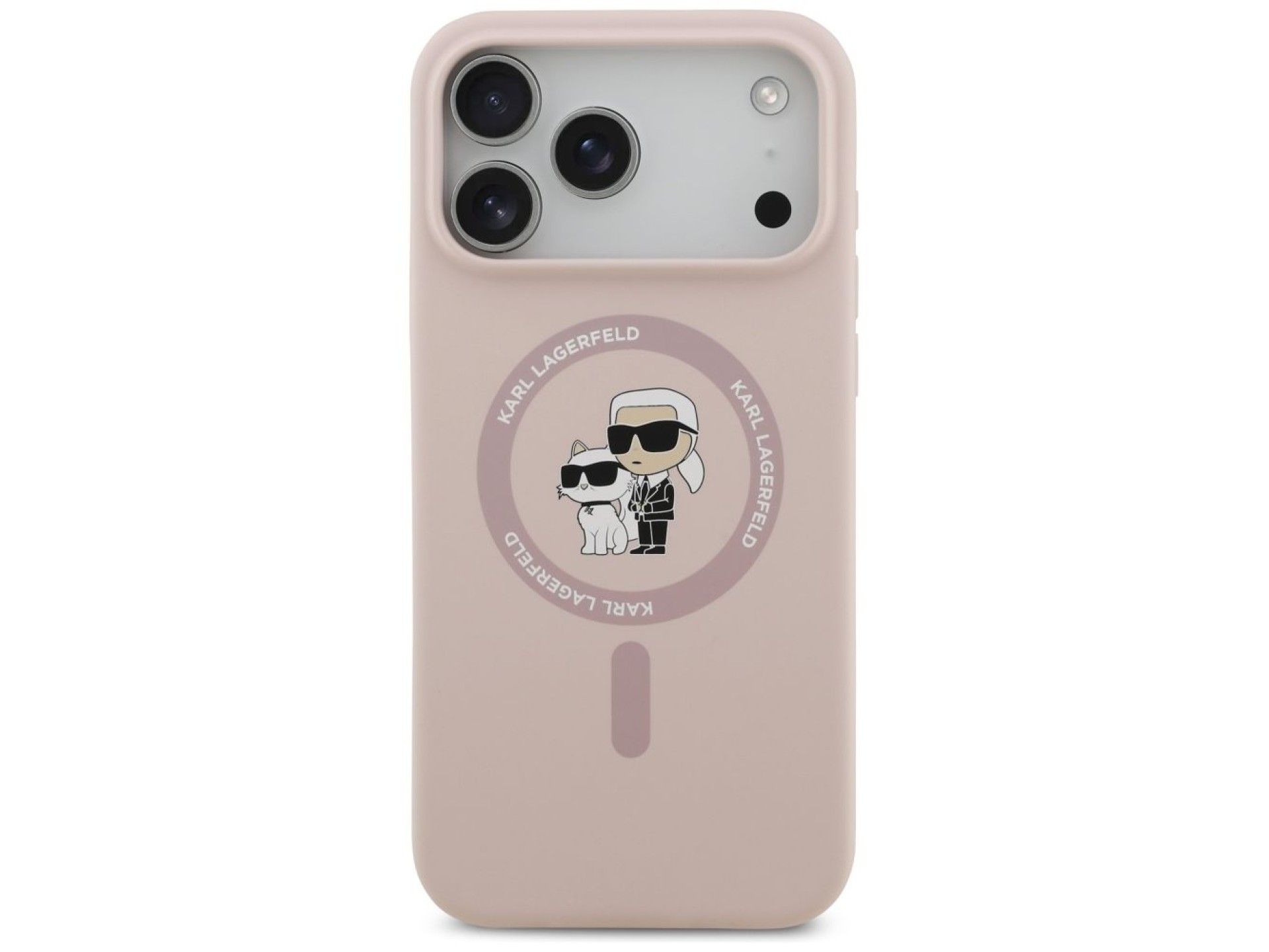 Karl Lagerfeld Silicone Karl&Choupette Ring MagSafe Case for iPhone 17 Pro Max - Pink