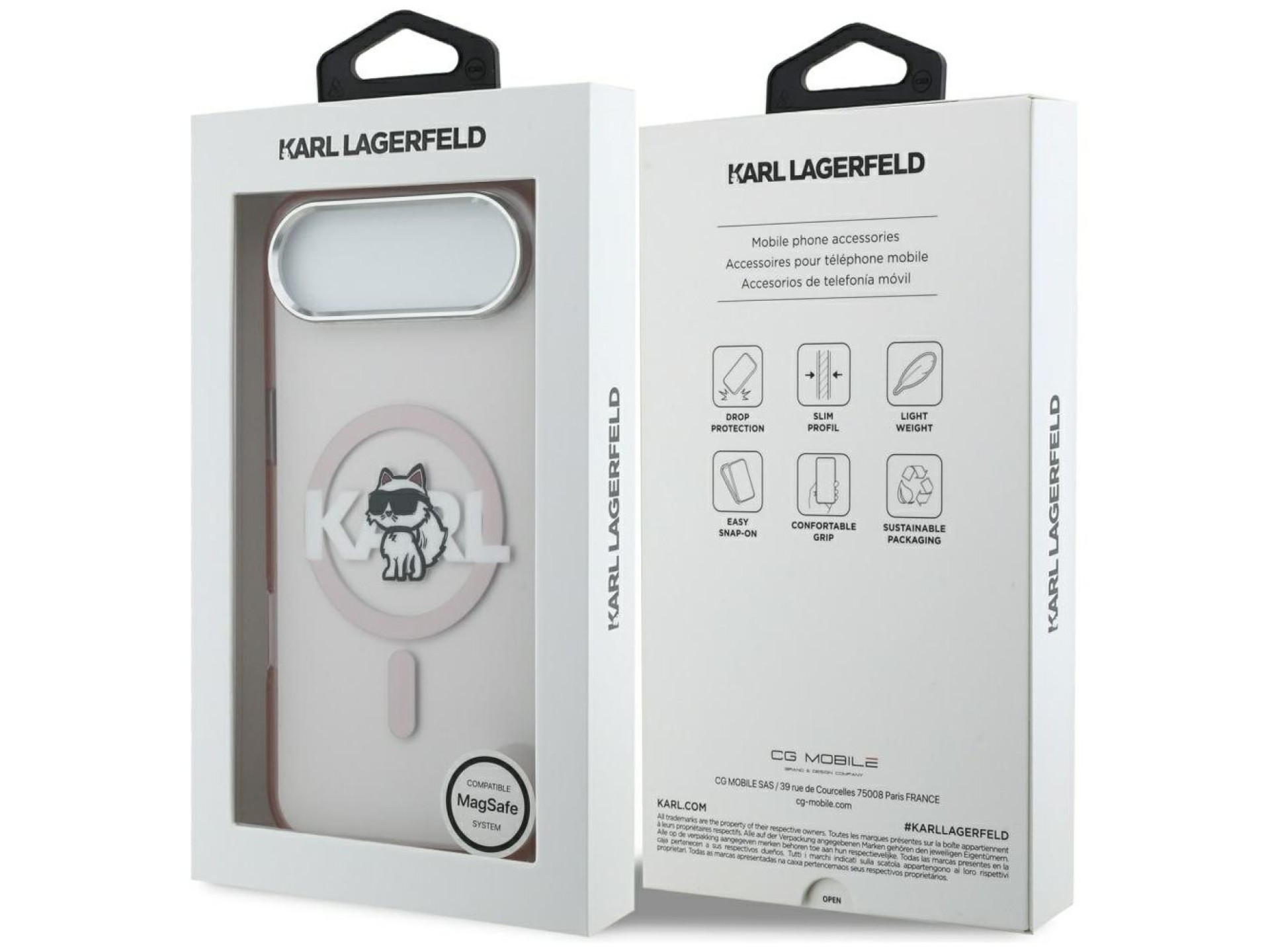 Capa MagSafe Karl Lagerfeld IML Choupette Sketch Logo para iPhone 17 Air - Rosa