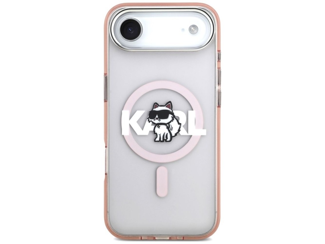 Capa MagSafe Karl Lagerfeld IML Choupette Sketch Logo para iPhone 17 Air - Rosa