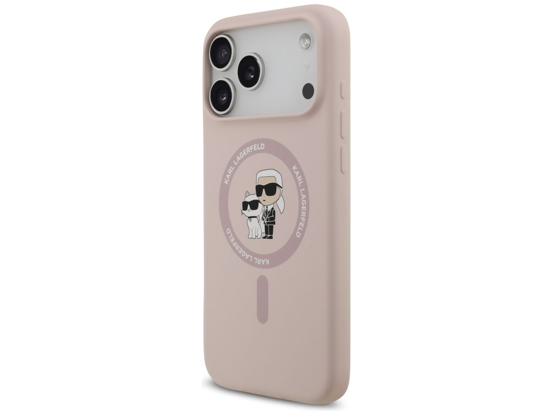 Karl Lagerfeld Silicone Karl&Choupette Ring MagSafe Case for iPhone 17 Pro Max - Pink