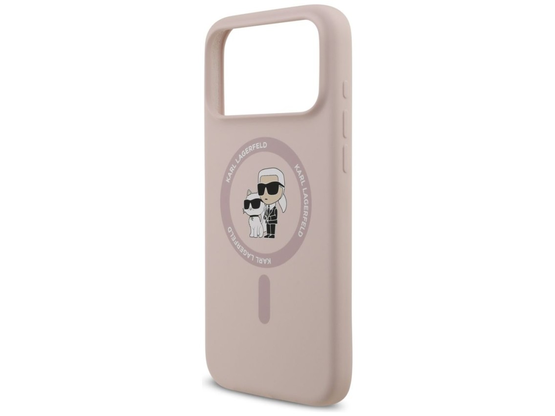 Karl Lagerfeld Silicone Karl&Choupette Ring MagSafe Case for iPhone 17 Pro Max - Pink