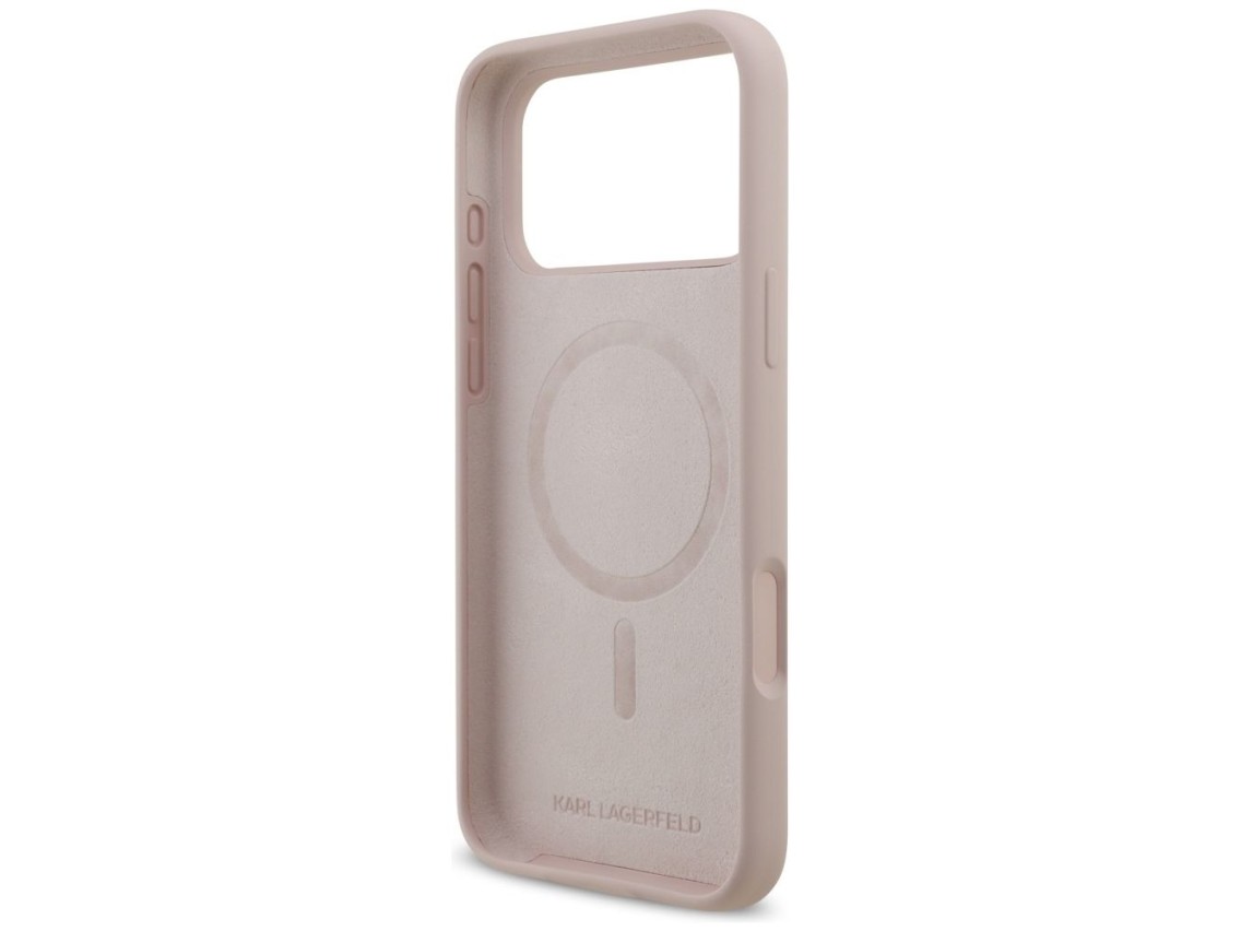 Karl Lagerfeld Silicone Karl&Choupette Ring MagSafe Case for iPhone 17 Pro Max - Pink