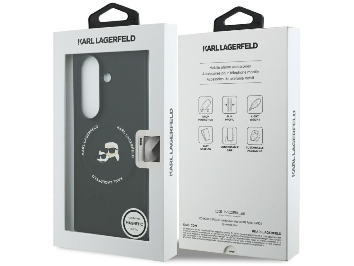 Karl Lagerfeld Karl&Choupette Logo MagSafe Case for Samsung Galaxy Z Fold7 - Black
