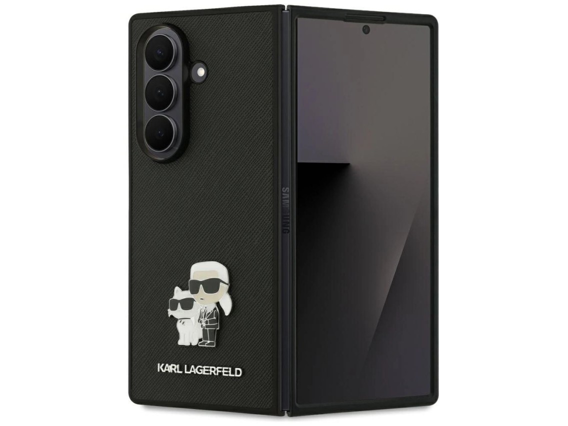 Capa Karl Lagerfeld Saffiano Karl&Choupette Pin para Samsung Galaxy Z Fold7 - Preta
