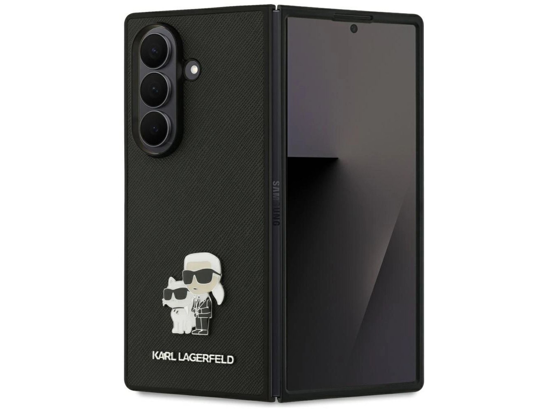 Capa Karl Lagerfeld Saffiano Karl&Choupette Pin para Samsung Galaxy Z Fold7 - Preta
