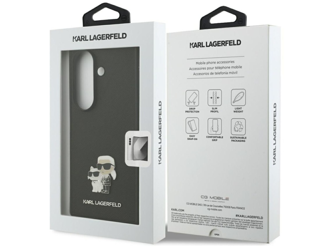 Capa Karl Lagerfeld Saffiano Karl&Choupette Pin para Samsung Galaxy Z Fold7 - Preta