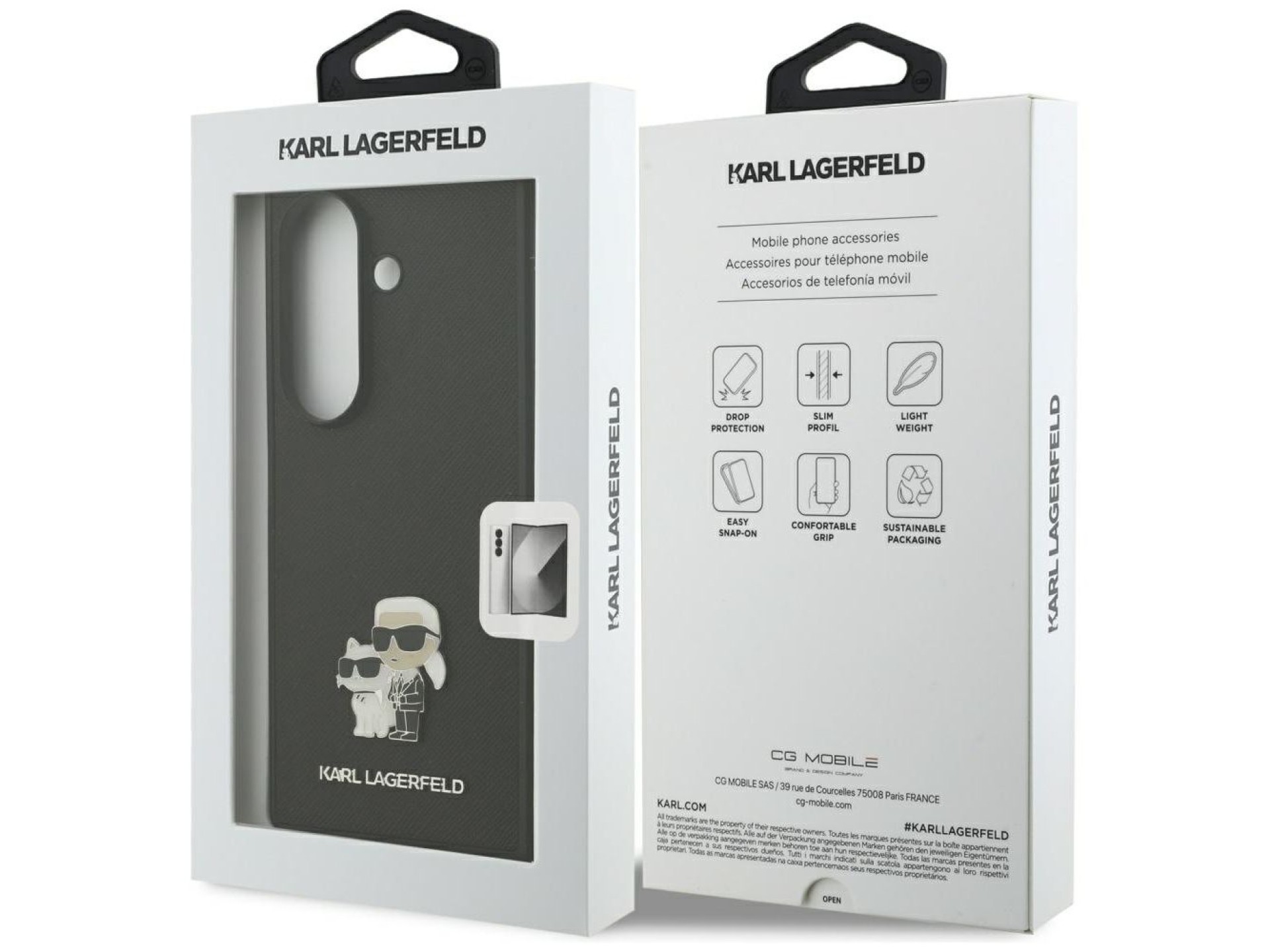Capa Karl Lagerfeld Saffiano Karl&Choupette Pin para Samsung Galaxy Z Fold7 - Preta