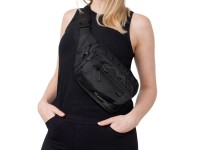 Bolso bandolera unisex Wozinsky WSB-W1 con correa ajustable, impermeable - negro